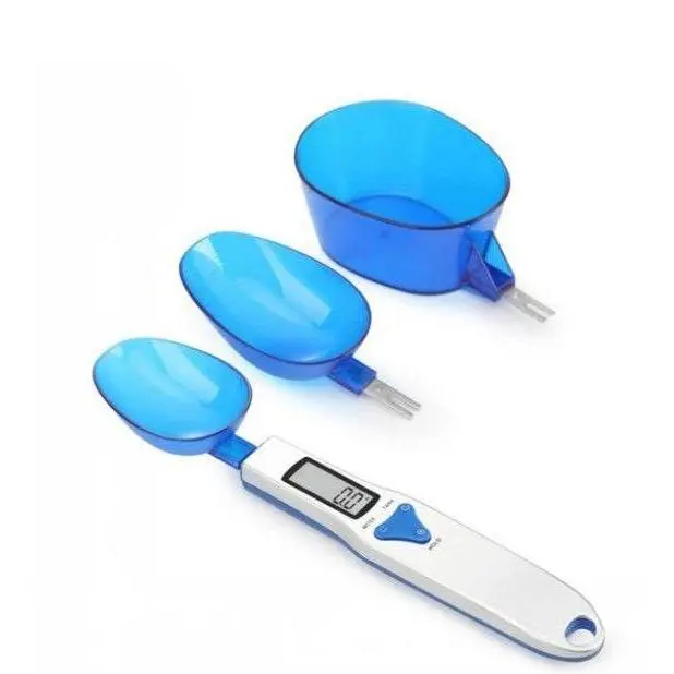 Specialty Kitchen Spoon Scale Detachable Measuring Cup Utensil Gadget with Digital Display, 3 Detachable Weighing Spoons, 100g/0.01g & 500g/0.1g Range, AAA Powered 300G