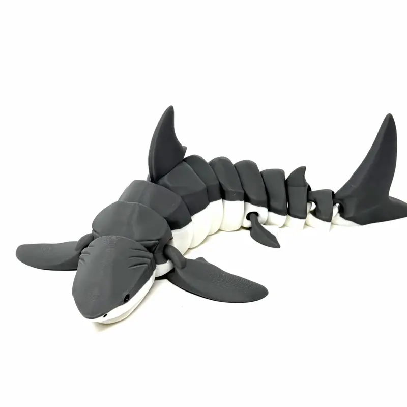 Articulated Great White Shark Model – 3D Printed Desk Pet, PLA Decor