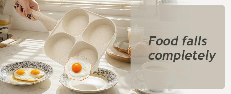 Non-Stick Egg Frying Pan 4-Hole Skillet with Handle for Gas Stove & Induction Easy Clean Kitchen Gadgets for Breakfast Eggs Toast Bread Food