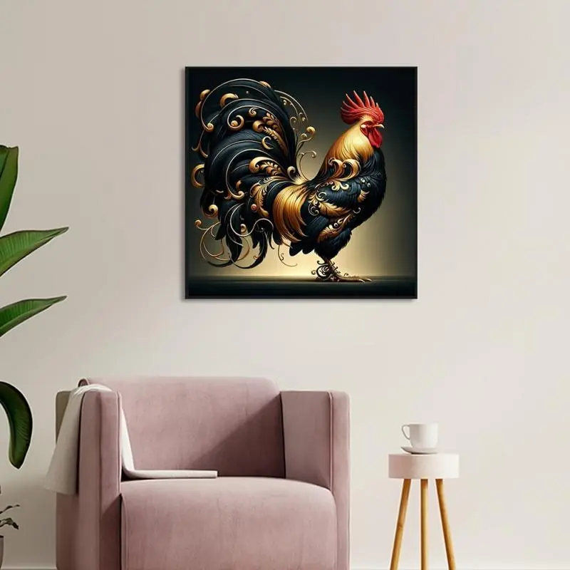 Rooster Pattern DIY Diamond Arts Colorful Painting Kit, DIY 5D Diamond Arts Colorful Painting Kit, Wall Art Decor for Home, Handicraft