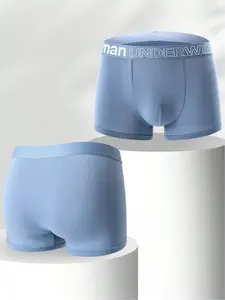 6 Pairs Men's Boxer Briefs High Elasticity Polyester And Spandex Knitted Seamless Letter Pattern Comfortable Relaxed Fit Underwear