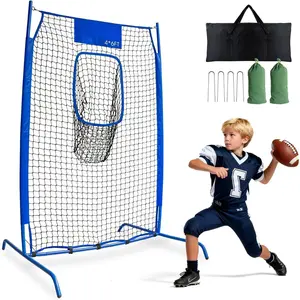 Football Throwing Net, Upgrade Heavy Duty Metal Frame Quarterback  Equipment Throwing Machine with 1-4 Targets, Easy Setup Football Target Practice with CarryBag, Allweather Indoor Outdoor Use