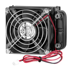 Water Cooling Radiator 3.94"X3.14"X1.96" Aluminum Heat Exchanger with 80mm Fan, DC12V, Black - Efficient CPU & VGA Cooling
