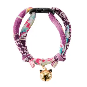 Chirimen Hanabi Fireworks Cat Collar(Purple)
