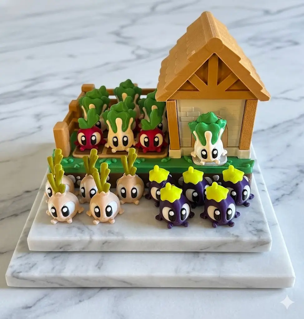 Tiny Veggie Plant Terrarium Set - Whimsical Cottage Home Decor, Interactive Indoor Vegetable Garden Landscape Ornament