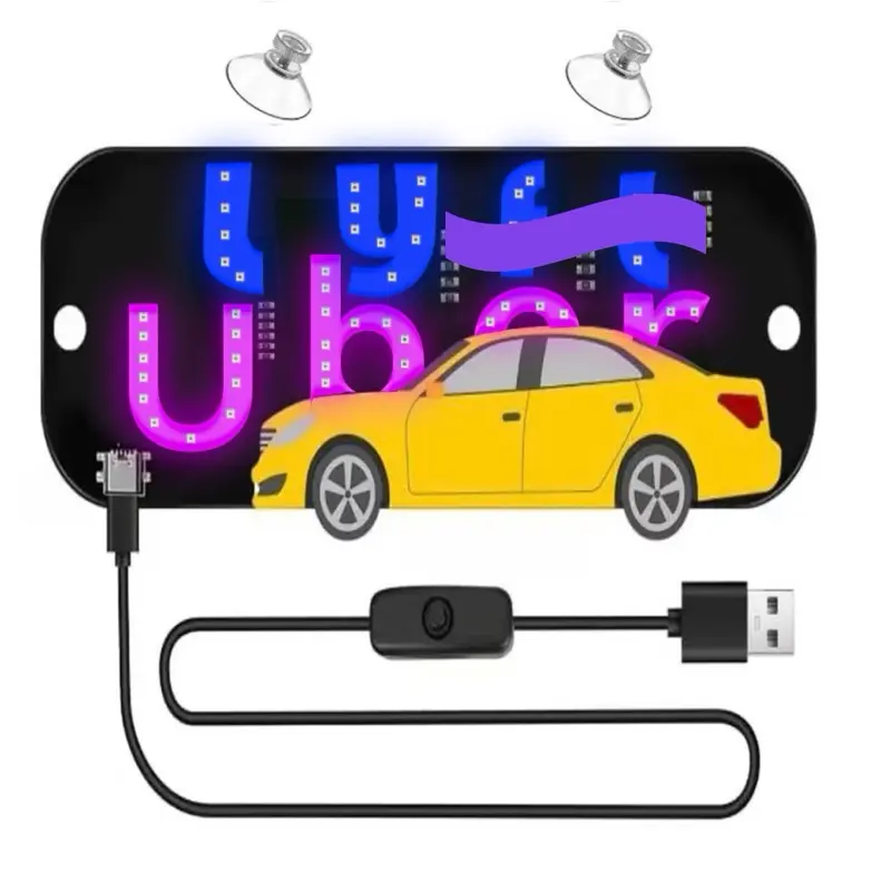 Car Interior Stickers Light Signs for Car, Glow Green Led Sign for Car Windshield, Decal Stickers with Suction Cups Flashing Hook Cab Indicator Illuminated Sign Decor, Switch Control by USB, Fit All Cars