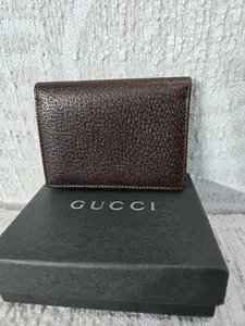 Pre-owned GUCCI leather Small Leather Goods Preowned card bifold case wallet