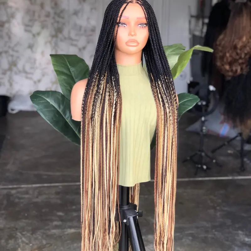 Closure glueless 35inches knotless braids ready to ship,This is a glueless 5x5 wig