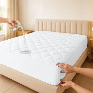 Lux Decor Quilted Waterproof Mattress Protector & Mattress Pad – 16in Deep Pocket – Noiseless, Soft & Breathable Cover- Elastic Fitted Mattress Topper