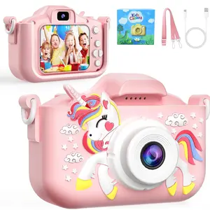 Kids Camera with Selfie Mode,48MP HD Digital Camera with Cute Silicone,1080P Video,Case Rechargeable Toy,Perfect Birthday or Summer Gift for Boys and Girls Ages 3–12, Ages 6+