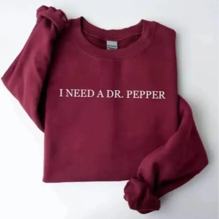 I Need Dr. Pepper Sweatshirt, Soda Obsessed Crewneck Sweatshirt, Minimalist Caffeine Lover Pullover, Neutral Monochrome Aesthetic, Funny Statement Top