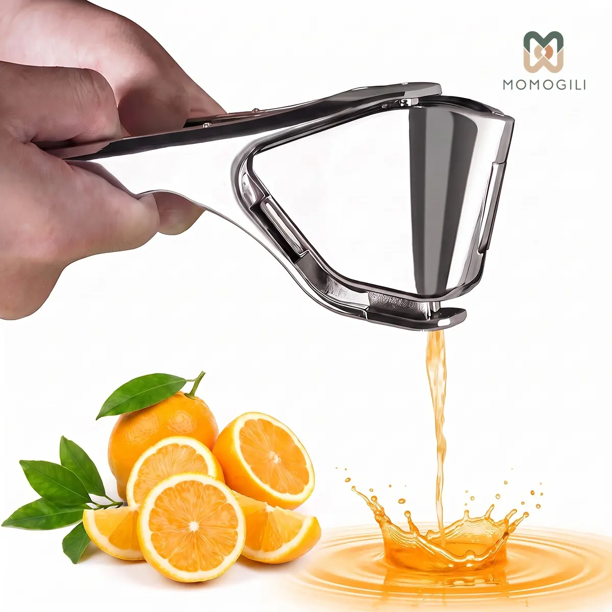 MOMOGILI Handheld Citrus Squeezer, Stainless Steel Lemon Juicer, Manual Juicer for Lemon Citrus Lime Orange - Easy to Clean & Use Citrus Juicer
