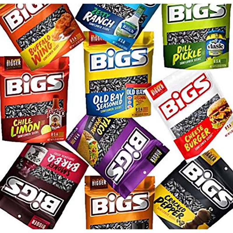 BIGS Sunflower Seeds Variety Pack | Includes Taco, Cheeseburger, Pickle, Old Bay, Pizza, Chili Lime, Bacon, BBQ, Ranch & more (10 Variety Bags) Snack