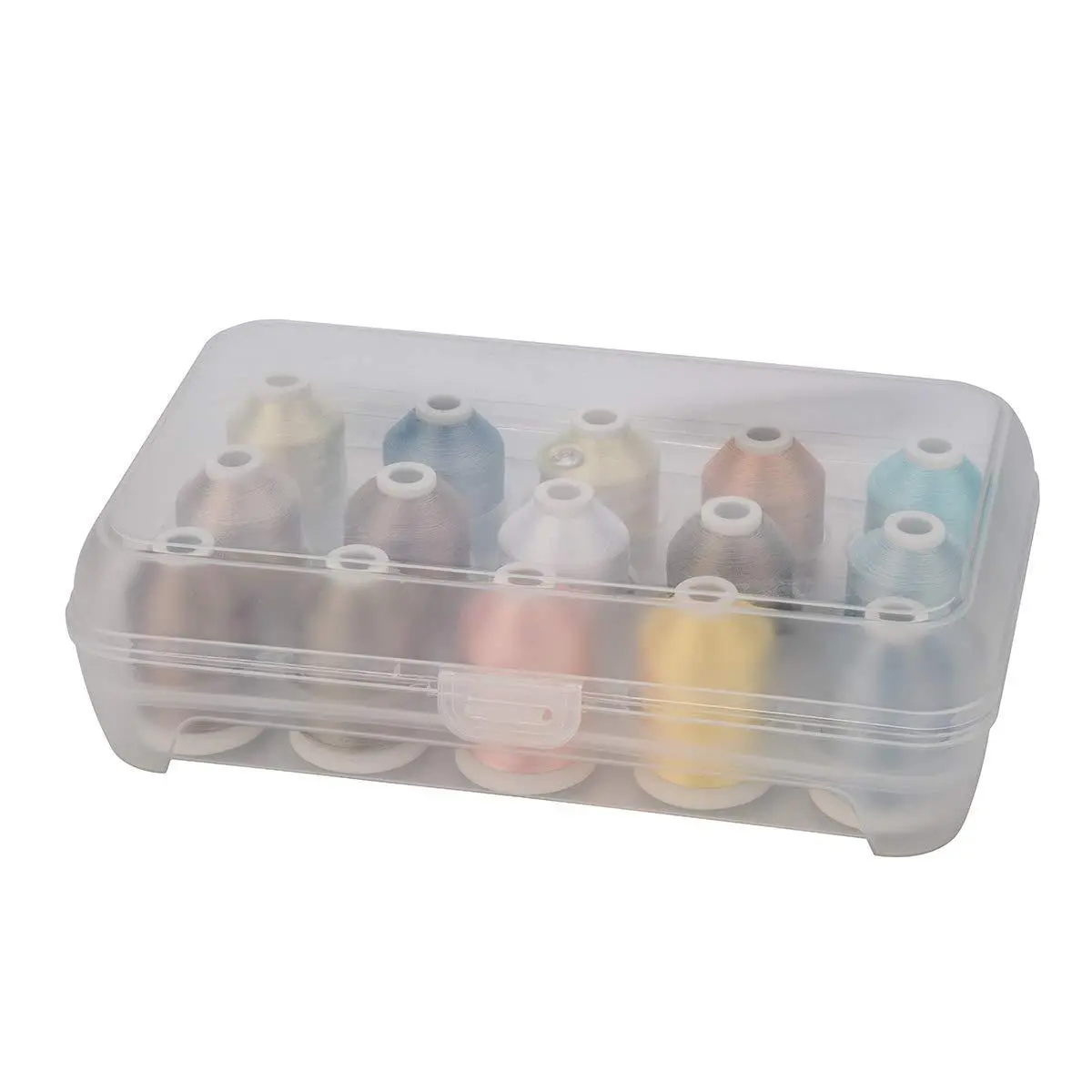 Simthread 15-Color Embroidery Thread 1000M 1100Y with Clear Stackable Storage Box Premium Polyester 40wt for Quilting Machines