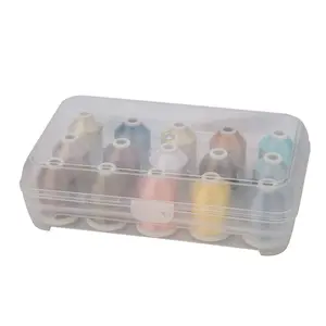 Simthread 15-Color Embroidery Thread 1000M 1100Y with Clear Stackable Storage Box Premium Polyester 40wt for Quilting Machines