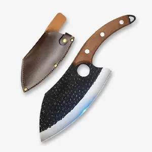 DSKK BLADE Forged High Carbon Steel Viking  Heavy Duty Bone Cutting Cleaver , Free Sheath,Multi-Purpose Home Kitchen Knive for Meat ,Lightweight, High Quality , Men's Gift Knife.