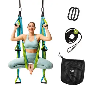 Yoga Trapeze Swing Set for Home & Outdoor | Easy Setup for Strength, Balance & Back Pain Relief | Adjustable Straps & 600lb Capacity, Includes Carrying Bag & Online Tutorials, Aqua