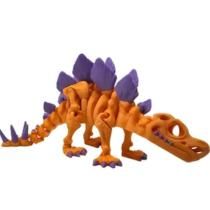 3D Stegosaurus, FlexiStego: Articulating 3D Printed Stegosaurus, Fidget Toy & Desk Accessory, Prehistoric Toy, Skeleton Dinosaur, 3D Glow desk figure