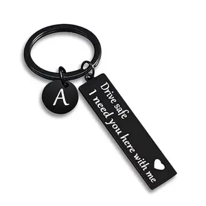 Safe driving, I need you by my side keychain, made of stainless steel, suitable for him or her, love heart-shaped couple keyring, romantic birthday or Valentine's Day gift, for boyfriend or girlfriend, a creative gift of love