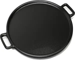 Heavy Duty Pizza Cast Iron Griddle Oval Skillet and Tortillas Flat Pan