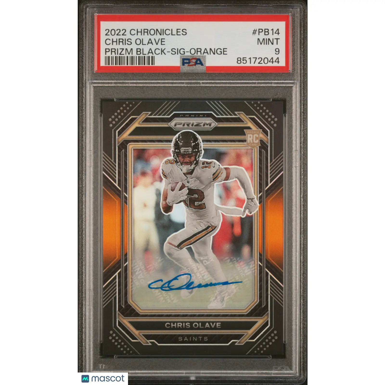 2022 Panini Chronicles Prizm Black Chris Olave #PB14 SIG Orange PSA 9