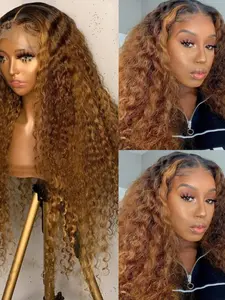 Women's Long Ombre Blonde Curly Wig, 26 Inch Fiber, Natural 13x4x1 Lace Front Design, Synthetic Lace Front Wigs, Synthetic Hair for Daily Wear