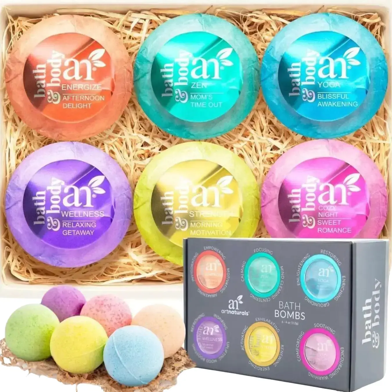 artnaturals Bath Bombs Gift Set - 6 Bubble Bath Bomb Fizzies