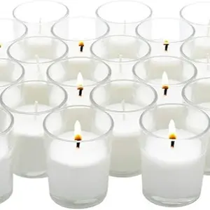 Royal Imports Unscented Clear Glass Votive Candles, Long 12 Hour Burn Time, for Home, Spa, Wedding, Birthday, Holiday, Restaurant, Party, Birthday, 24 Pack