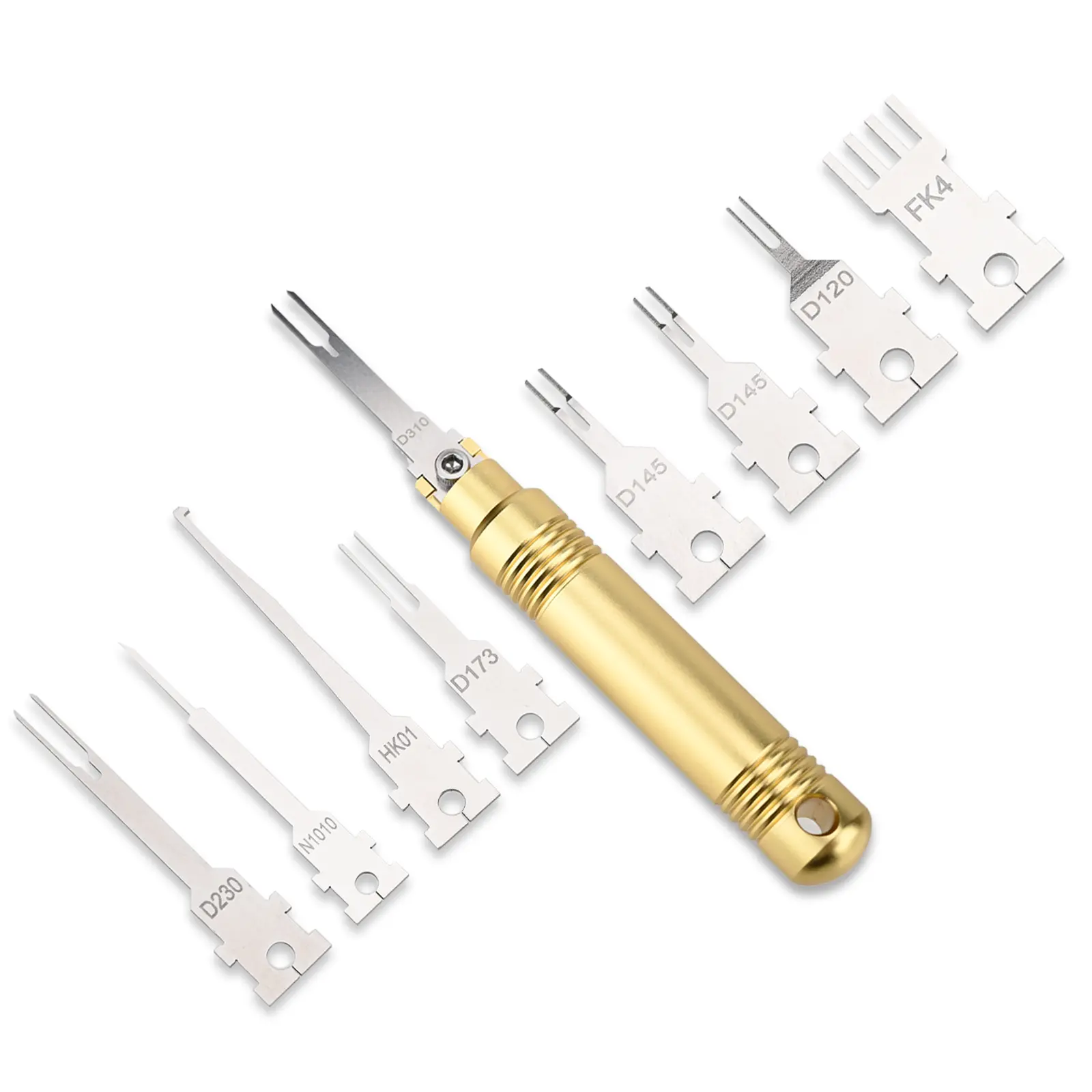 Alloy Steel Terminal Pin Removal Tool Kit with 8pcs Tips, Electrical Extractor for Automotive Repair, Compatible with 5559 Power Connectors (ATX/EPS/PCI-E), AMP MCP2.8-JPT2.8 Series, AMP Micro Mate-N-Lok Series Male Terminal, Delphi