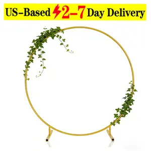 7.2FT Metal Round Backdrop Stand, Gold Circle Arch, Easy Assembly Round Balloon Arch Stand, Decoration Circle Garland Frame for Birthday Party, Wedding Ceremony, Photo Background Party Supplies Decorations
