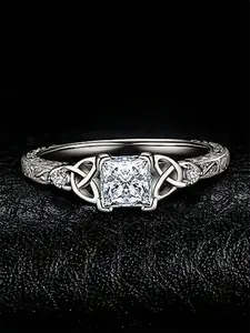 1 PC Elegant Cubic Zirconia Ring Solitaire Engagement Ring For Women For Wedding Engagement Party Jewelry Valentine's Day Gift