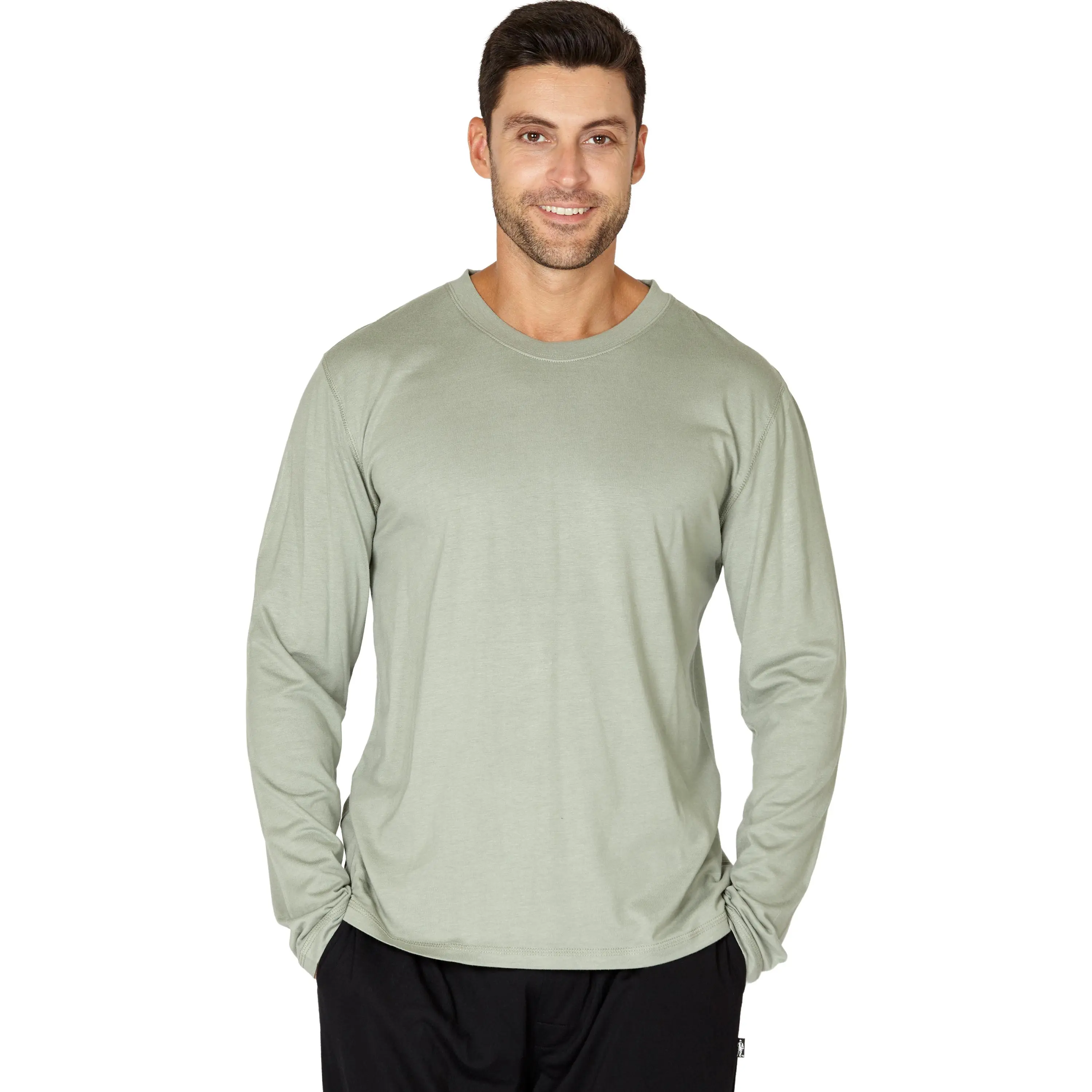 Mens Super Soft Rayon Crew Neck Sleep Top, Sage, X-Large