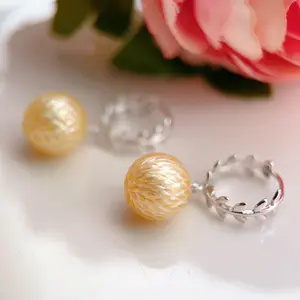 Piswency Carved Southsea Gold Pearl Earrings - Real Saltwater Pearls, 925 Sterling Silver Elegant Dangle Hoop Earrings