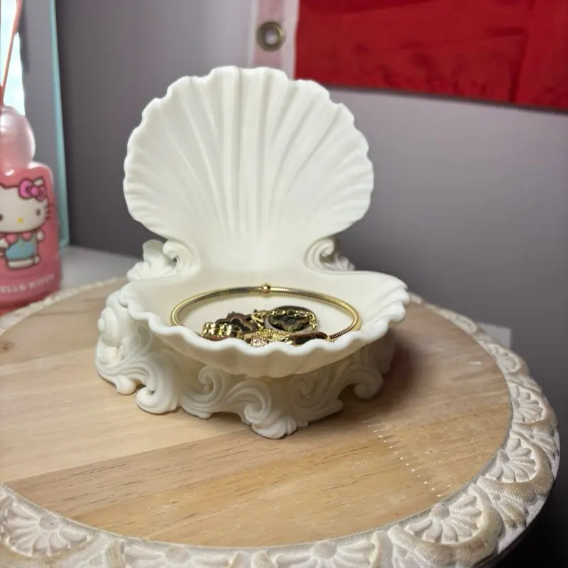 Seashell Jewelry Dish, Small Decorative Trinket Holder for Rings, Earrings and Necklaces