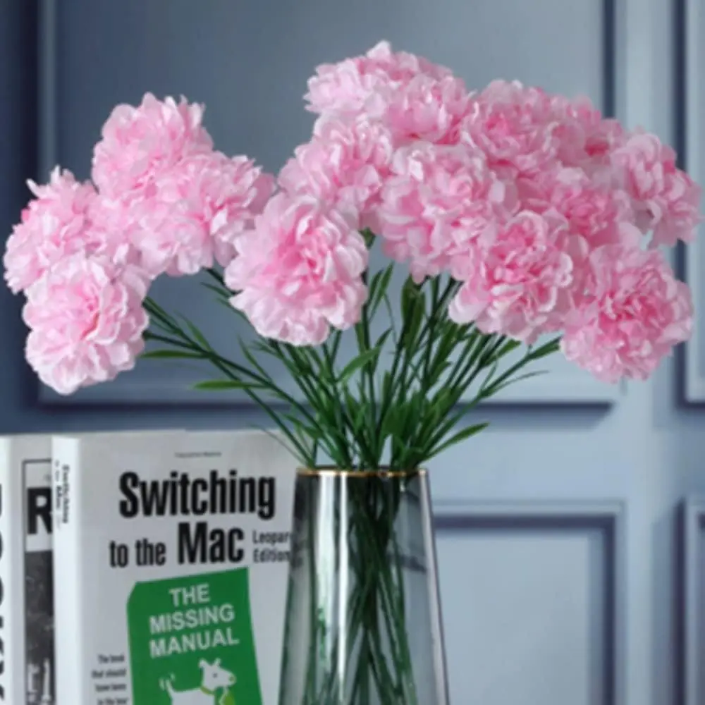 18in UV-Resistant Adjustable Decorative Artificial Flower Set - 10pcs Carnations & Silk Hydrangea Bouquet, DIY Bridal Valentine's Day/Anniversary Ornaments for Home Garden Vase-Fit Floral Accents (Pink)