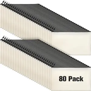 80 Pack Canvas Zipper Makeup Bags Bulk Pencil Pouches Blank DIY Craft Canvas Cosmetic Bag Pouch with Zipper for Makeup Cosmetic Toiletry Stationary Storage(Natural and Black Zippers)