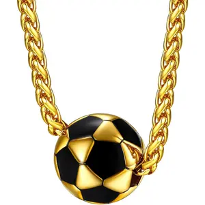 Necklace for Men Women, Stainless Steel  Plated 3D Football/Soccer/Basketball/Volleyball Pendant  with Delicate  Packaging