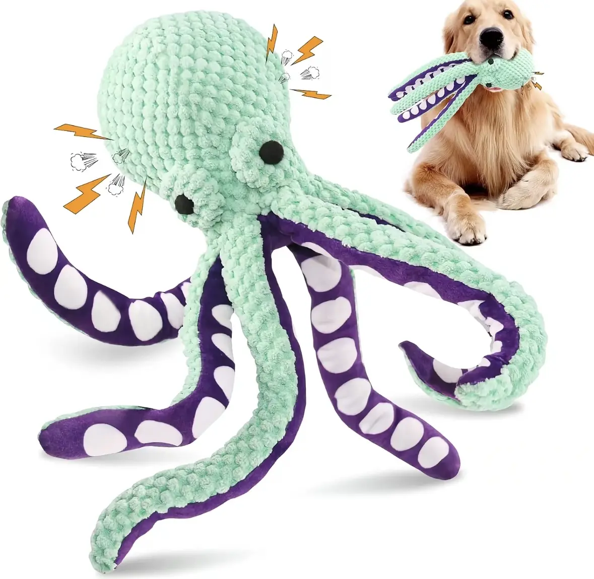 Interactive Squeaky Dog Toys, Plush Dog Toys for Small, Medium & Large Dogs, Soft Fabric Puppy Chew Toy, Dog Enrichment Toy to Keep Dogs Busy - MRWJ