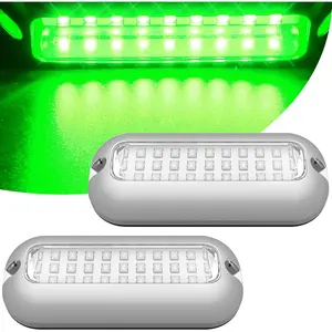 Mini 50W 27LED Waterproof Stainless Steel Transom Led Light, High-Intensity Marine Led Underwater Lights (2 pcs)