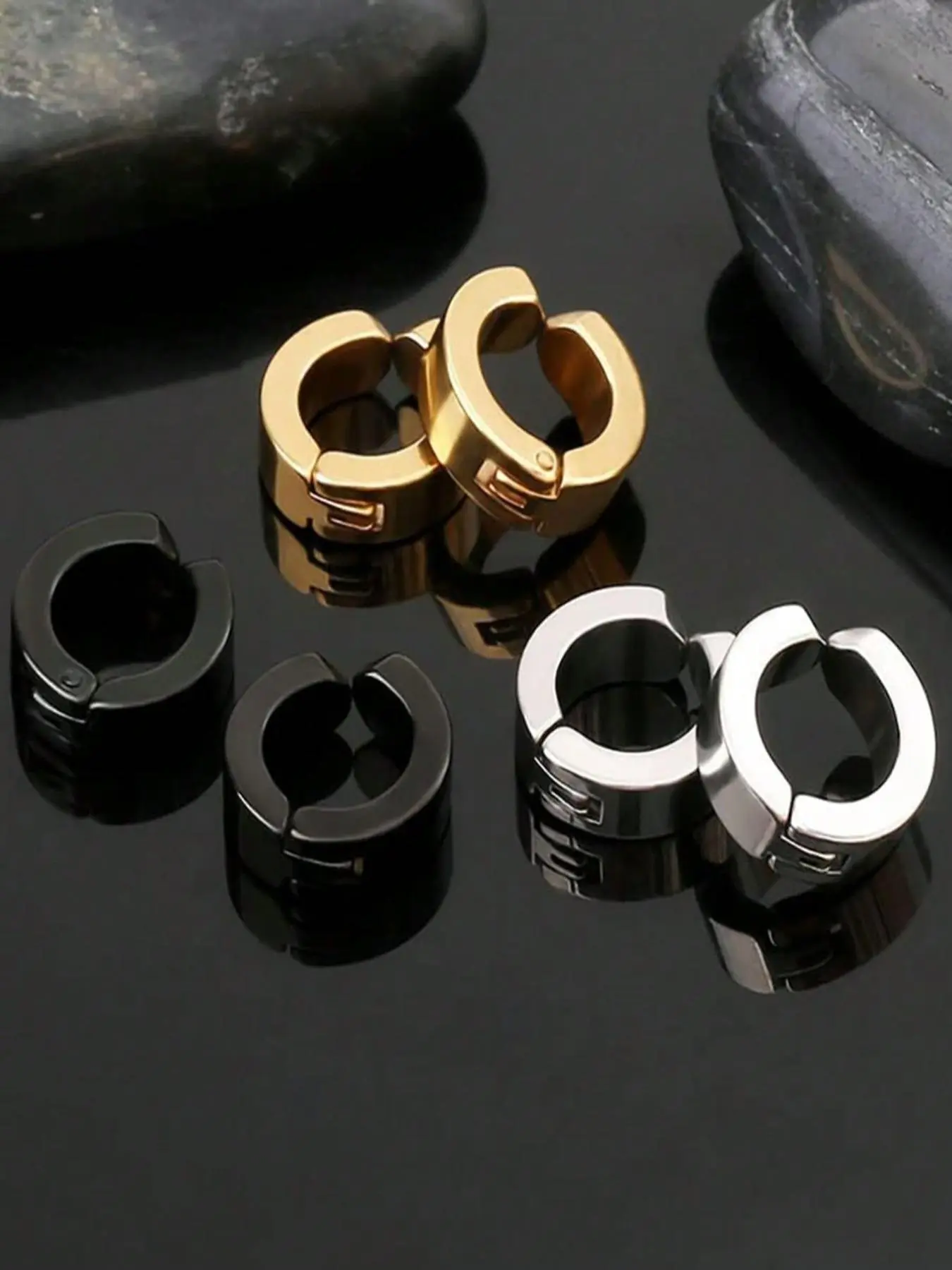 Plain Stainless Steel Non-piercing Cuff Earrings (3 Pairs), Ear Cuffs, Huggie Earrings, Hoop Earring Sets, Fashionable Jewelry Accessories, Ear Jewelry for Men & Women, Fashion Jewelry for Party, Daily Decor, Birthday Gift