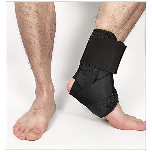 Sports Compression Ankle Support With Adjustable Figure-Eight Strap, Ankle Sleeve, Protective Gear, And Lace-Up Design