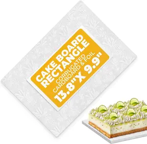 Rectangle Cake Drum 13.8"x9.9"x1/2" – White Quarter Sheet Cake Board | Elegant Sturdy Base, Durable & Grease-Resistant | Suitable for Weddings, Birthdays, Professional Pastries & Valentine Desserts