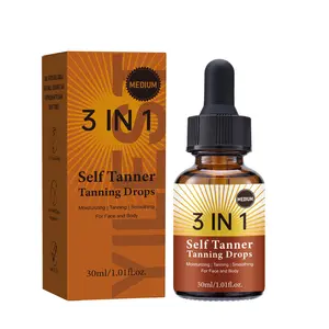 3-In-1 Self Tanner Tanning Drops, Natural Sunless Glow, Quick-Dry & Easy to Use, Smoothing & Moisturizing for Face & Body, At-Home Tanning for Women & Men