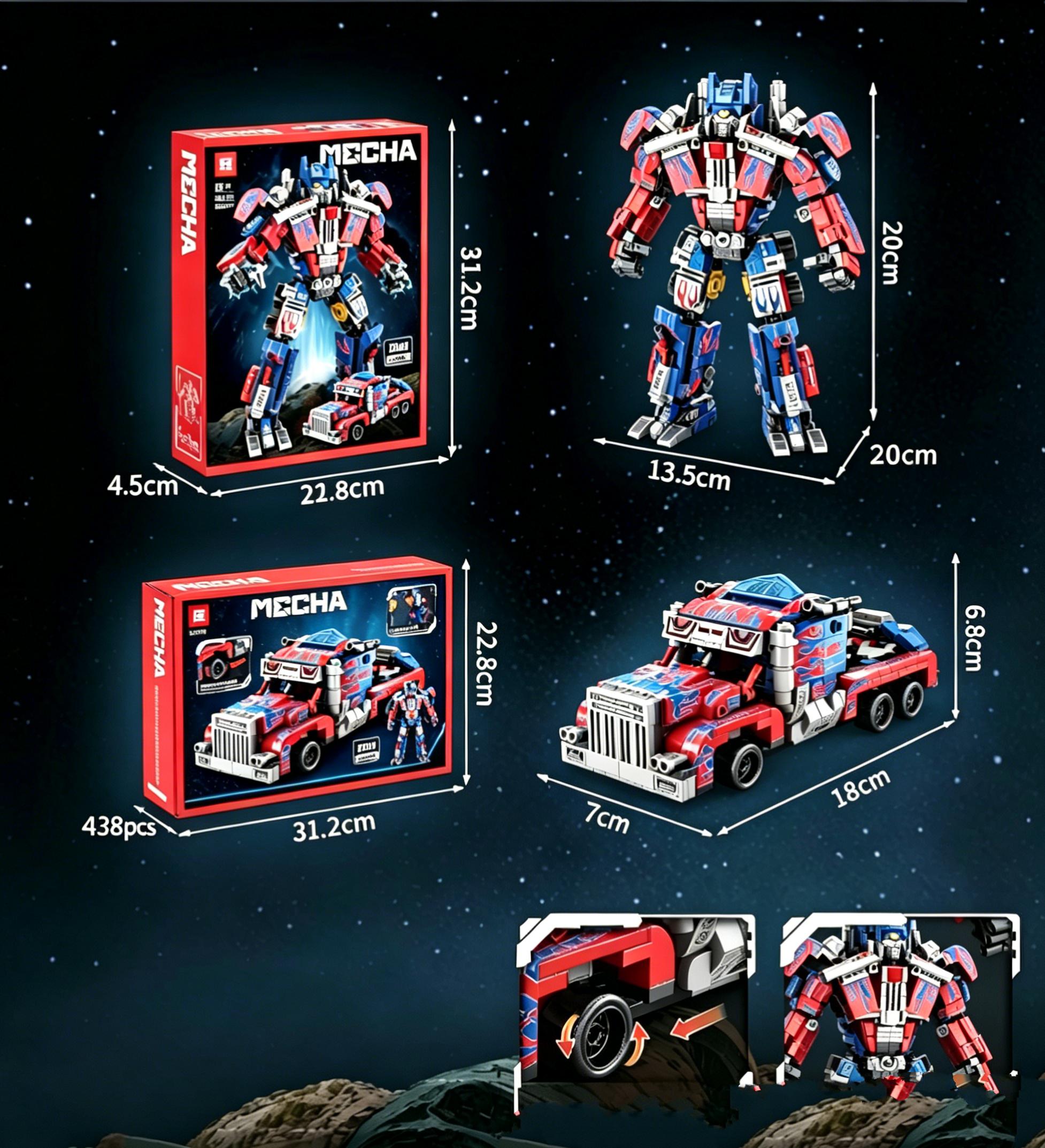 2 in 1 Transforming Robot Building Blocks, Car to Robot Display Model Kit, Creative Desk Decor Collectible for Home