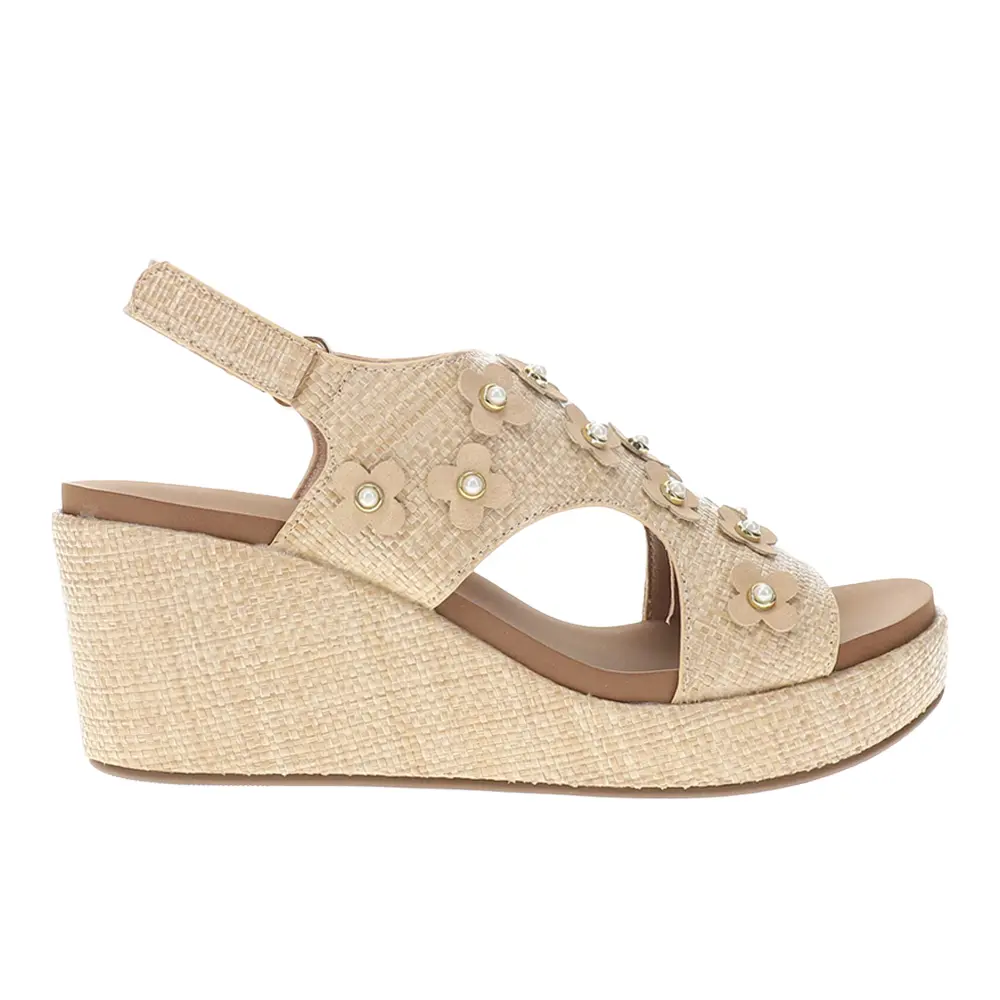 Corkys Womens Carley Raffia Floral Slingback Casual Sandals Casual High Heel 3" & Up - Beige