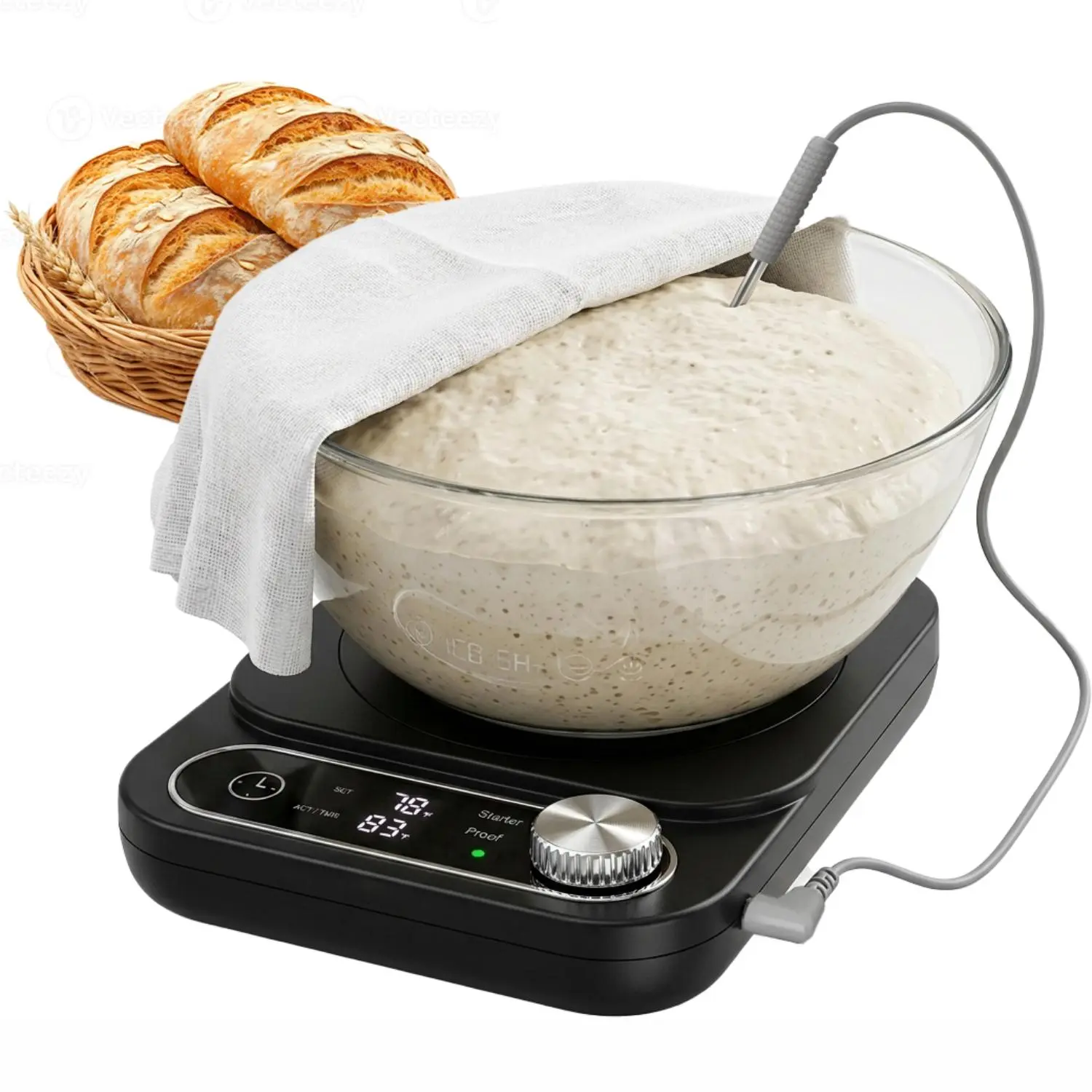 PICASORT Sourdough Starter Warmer & Dough Proofer 2-in-1,Real-Time Temperature Probe,70-120°F Precise 1°F Control, 24H Timer, Sourdough Bread Baking Supplies & Accessories Bakeware Utensils
