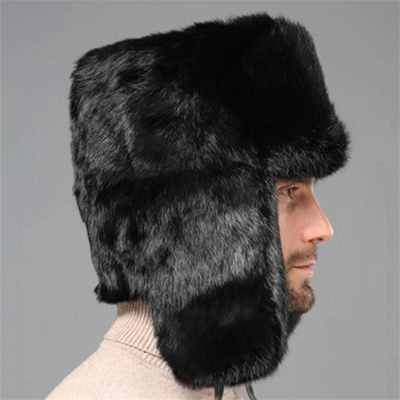 Faux Fur Trooper Hat Winter Trapper Hat Windproof Warm Hats with Earflaps Headwear for Men Cold Weather Skiing