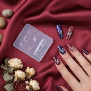 Butterfly Floral Nail Art Stamping Mold, Delicate Wing Flower Pattern, Easy to Demold, Reusable, Fairycore Y2K Style, DIY Nail Art Design