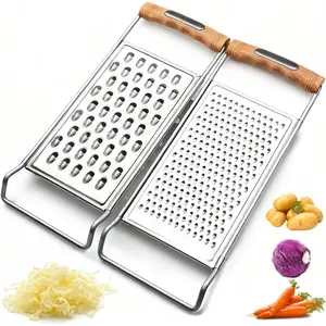 2 Pack Handheld Stainless Steel Cheese Grater Zester Set, Coarse & Fine Flat Kitchen Grater for Potato Vegetable Chocolate Spices Carrot Butter and Parmesan Cheese