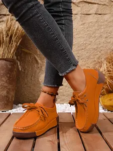 Women's Outdoor Lace-Up Casual Walking Sports Shoes | 5 Colors, Plus Sizes | Comfortable Thick-Soled Round-Toe Sneakers with Color Blocking | Breathable Elevated Flats for Daily Commute, Vacation & Everyday Wear, Footwear
